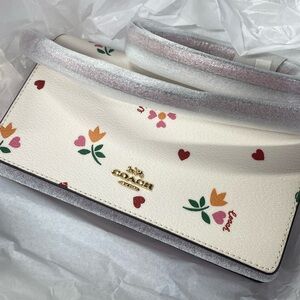 Coach Anna Foldover Clutch Crossbody With Heart Petal Print